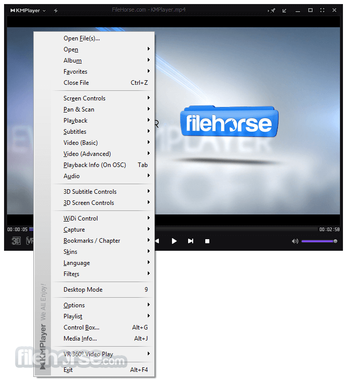 KMPlayer interface visual illustrating Windows playback controls